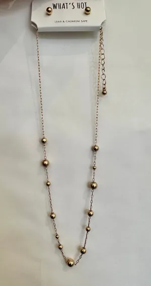 Gold Beaded Chain Necklace