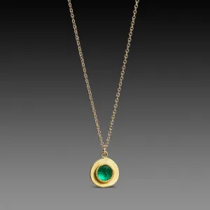 Gold Disk & Emerald Necklace