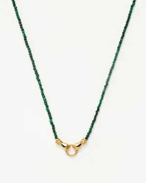 Harris Reed In Good Hands Mini Beaded Gemstone Necklace | 18k Gold Plated/Malachite