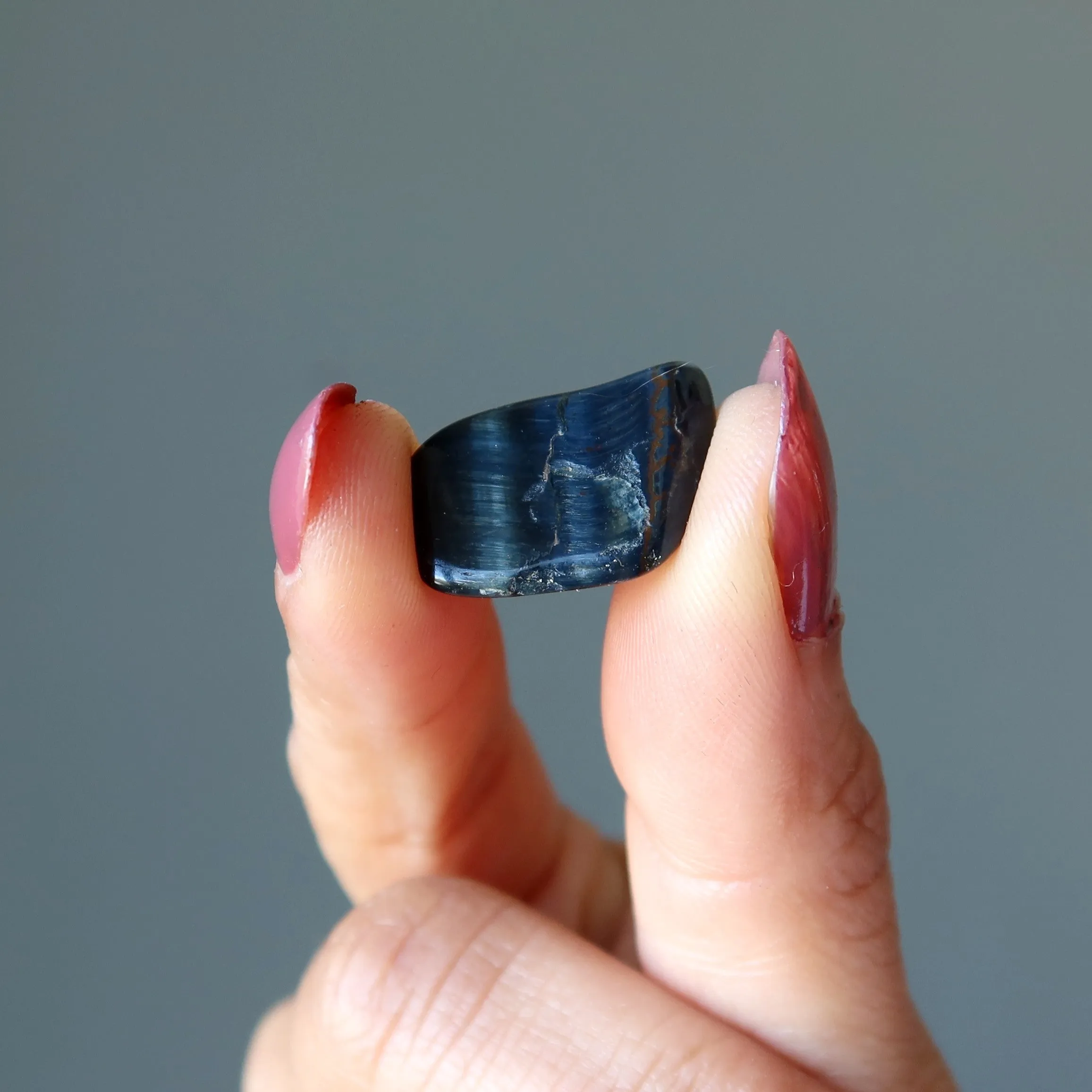 Hawks Eye Tumbled Stone Blue Tiger