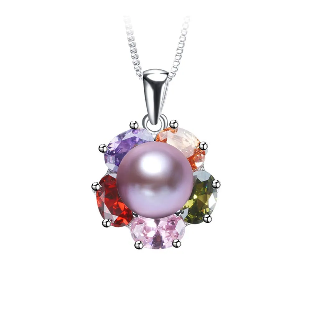 High quality 925 sterling silver pendant necklace 100% real freshwater pearl jewelry for women