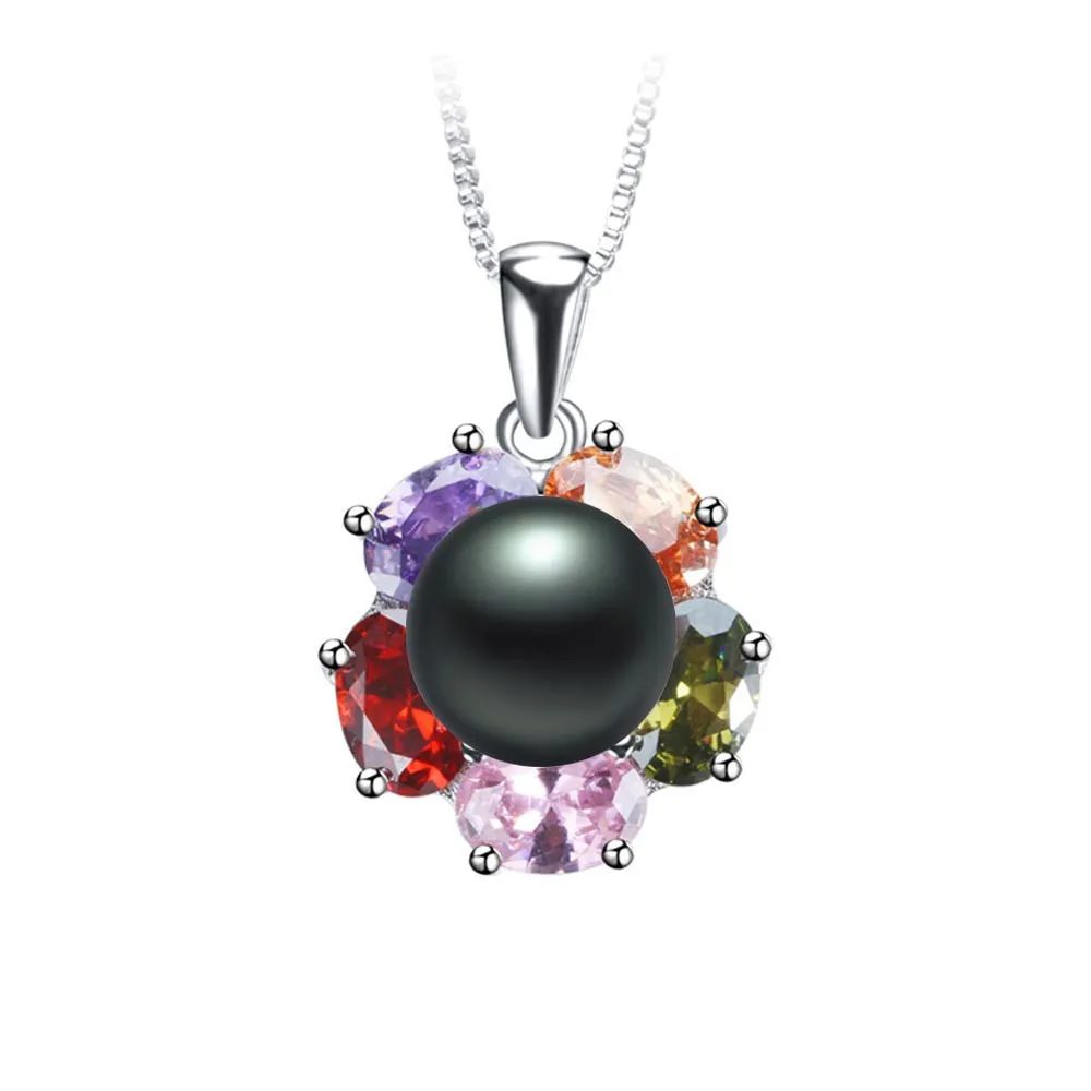 High quality 925 sterling silver pendant necklace 100% real freshwater pearl jewelry for women