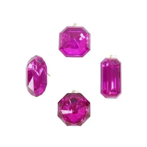 Hot Pink Jewel Ornaments, Set of 4