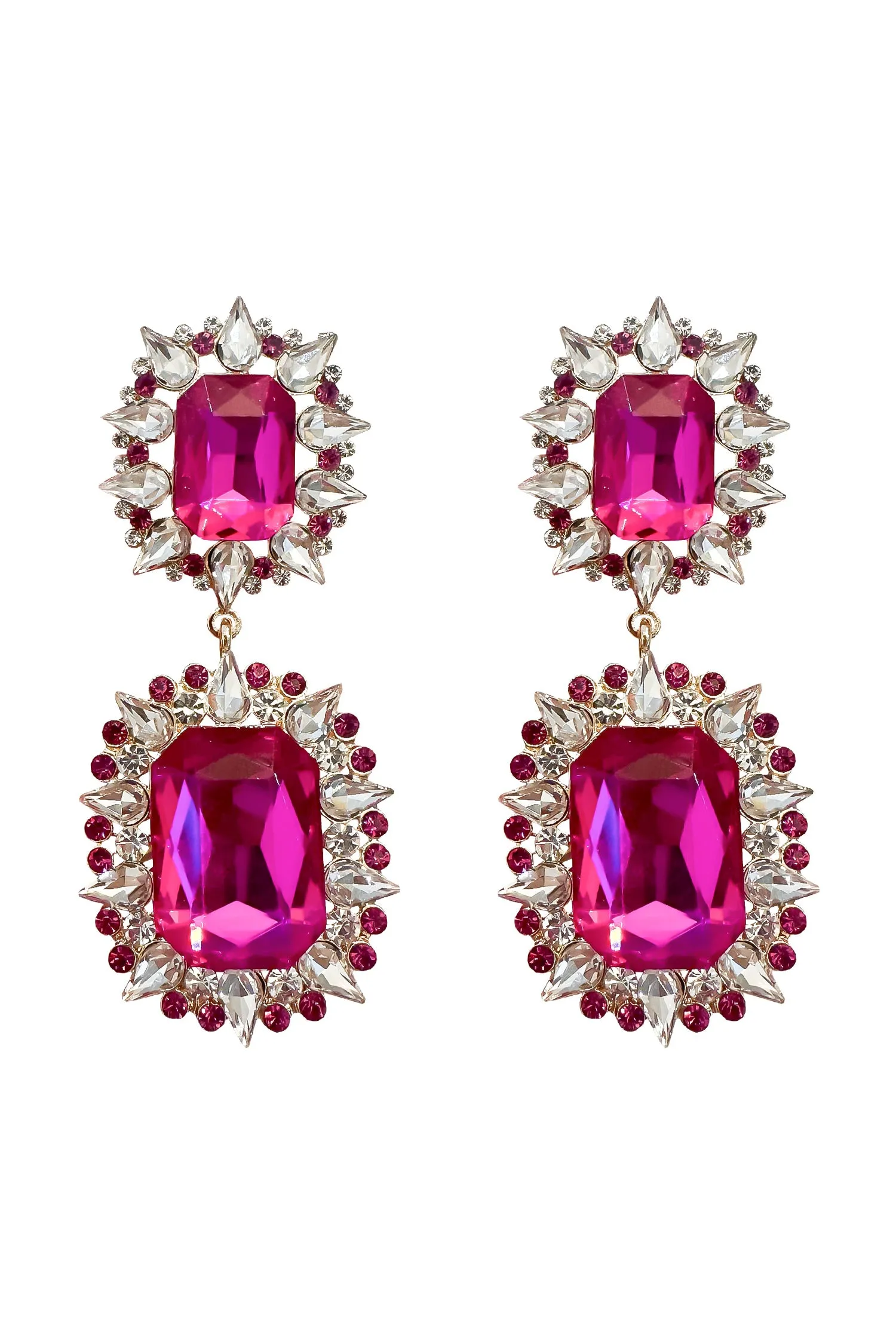 Katerina Fuchsia Diamante Earrings