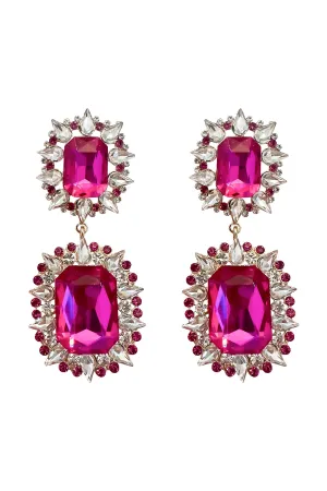 Katerina Fuchsia Diamante Earrings