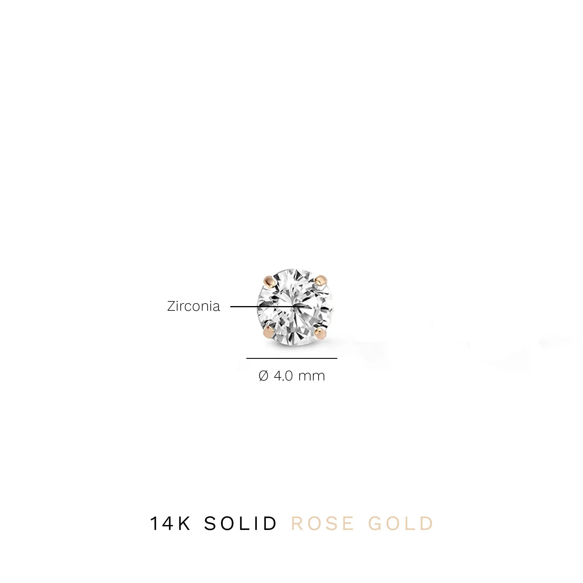 La Concorde Lourdes 14 karat rose gold ear studs with zirconia stone