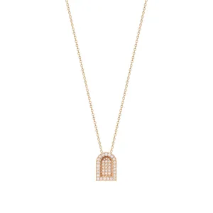 L'Arc Voyage Charm GM, 18k Rose Gold with Colisée Diamonds on Chain Necklace