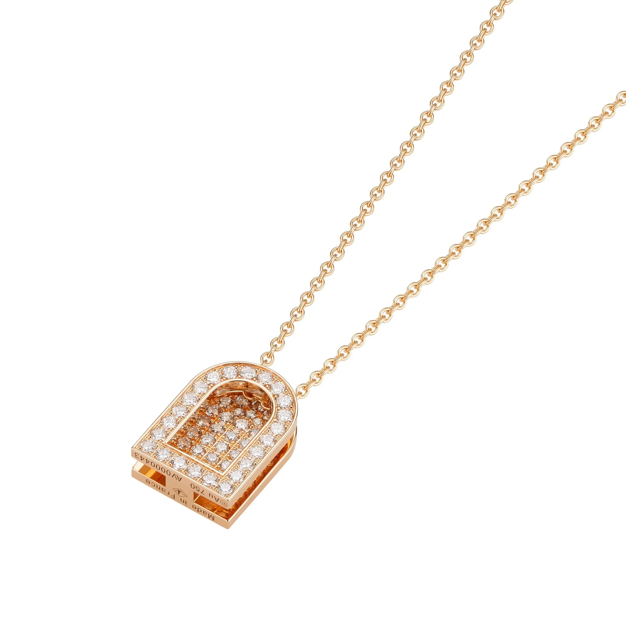 L'Arc Voyage Charm GM, 18k Rose Gold with Colisée Diamonds on Chain Necklace