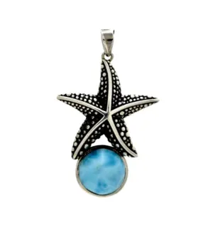 Larimar 10mm Starfish Pendant