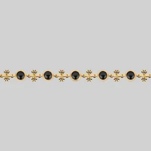 LISBET. Cross & Black Glass  Choker - Gold