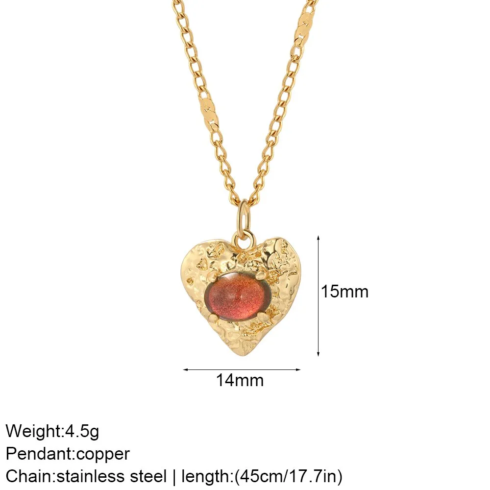 Luxury Heart Pendant Necklace for Women Romantic Woman's Chain Stainless Steel Choker Necklace Trendy big Zircon Opal Jewelry