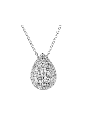 'Marilyn' Pear Shaped Halo Diamond Necklace, 1.40 CT