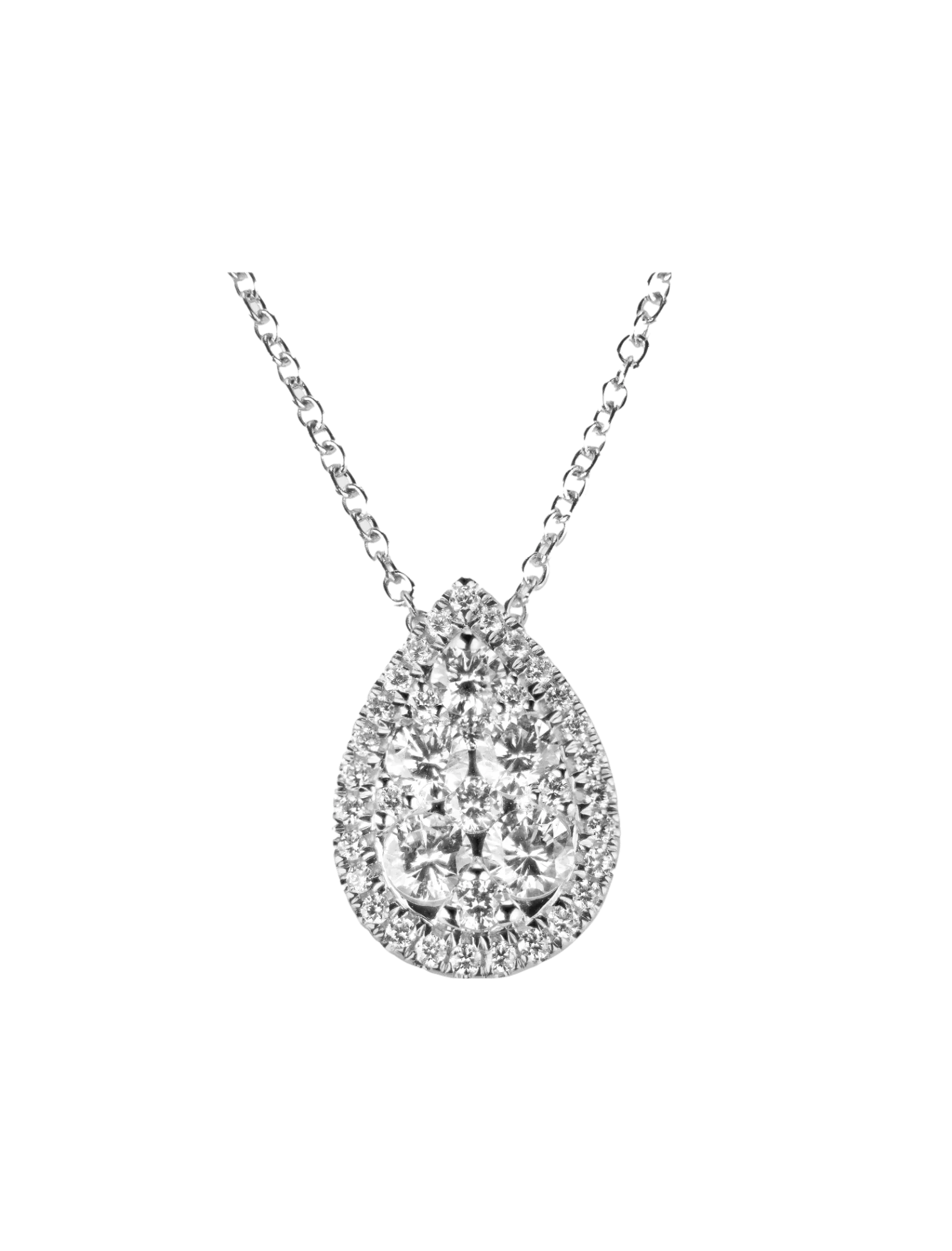 'Marilyn' Pear Shaped Halo Diamond Necklace, 1.40 CT