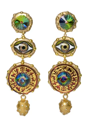 MINADEO CRYSTAL GOLDEN OMBRE EYE EARRINGS