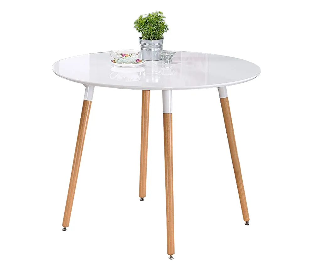 Morton Round Dining Table, Beech Wood Legs, White Top(Table Only)