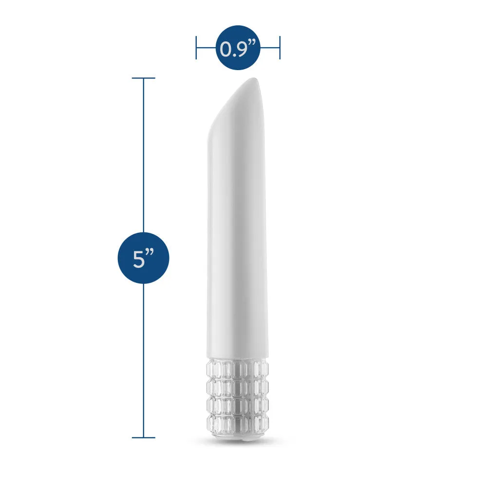 Oh My Gem | Bold 5 Inch Pocket-Sized Power Vibrator With Tapered Tip & Diamond Gem Base – In White