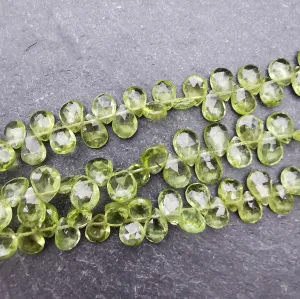 Peridot Faceted Pear Briolette Beads AAA Grade (Set of 5)