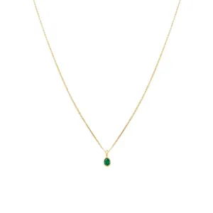 Petite Oval Necklace | 14k Gold & Emerald