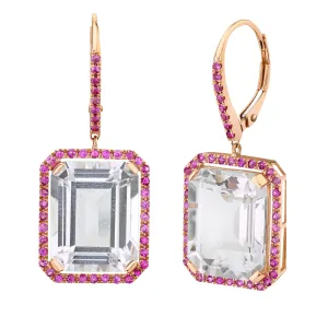 PINK SAPPHIRE & WHITE TOPAZ PORTRAIT EARRINGS