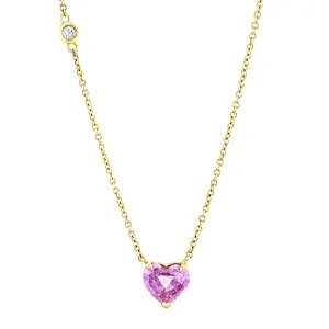 PINK SAPPHIRE SOLITAIRE HEART NECKLACE