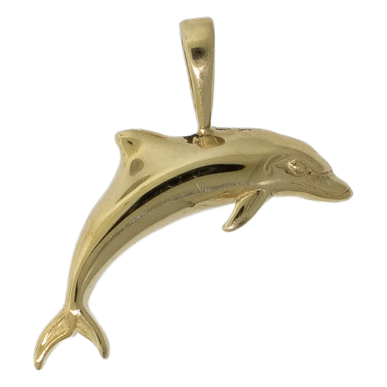 Pre-Owned 14K Yellow Gold Dolphin Pendant, 0.8 DWT, 21x21mm