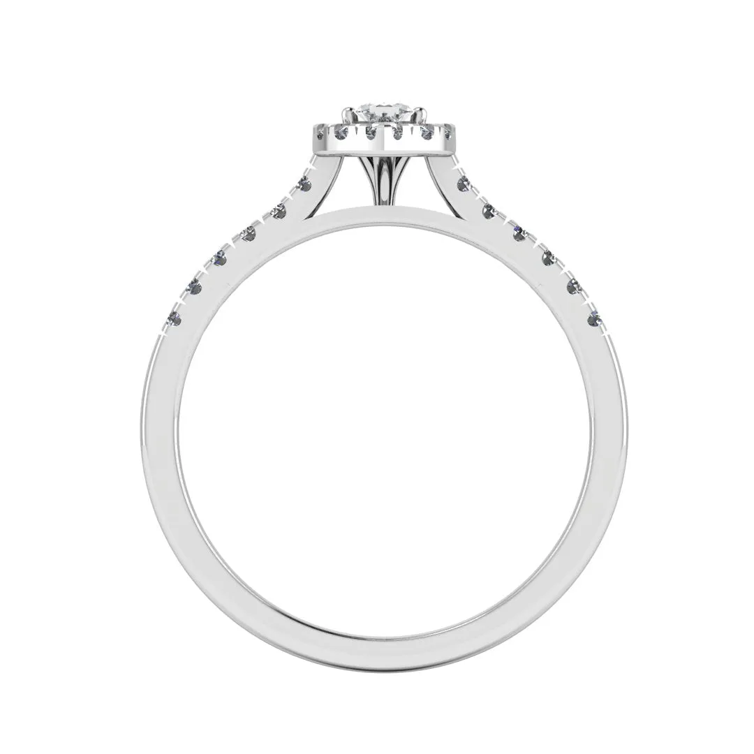 "Lilah" Halo Marquise Cut Diamond Shoulder Engagement Ring HAMC03