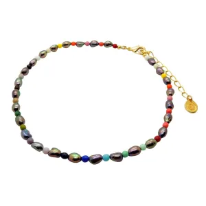 Rainbow Peacock Pearl Choker