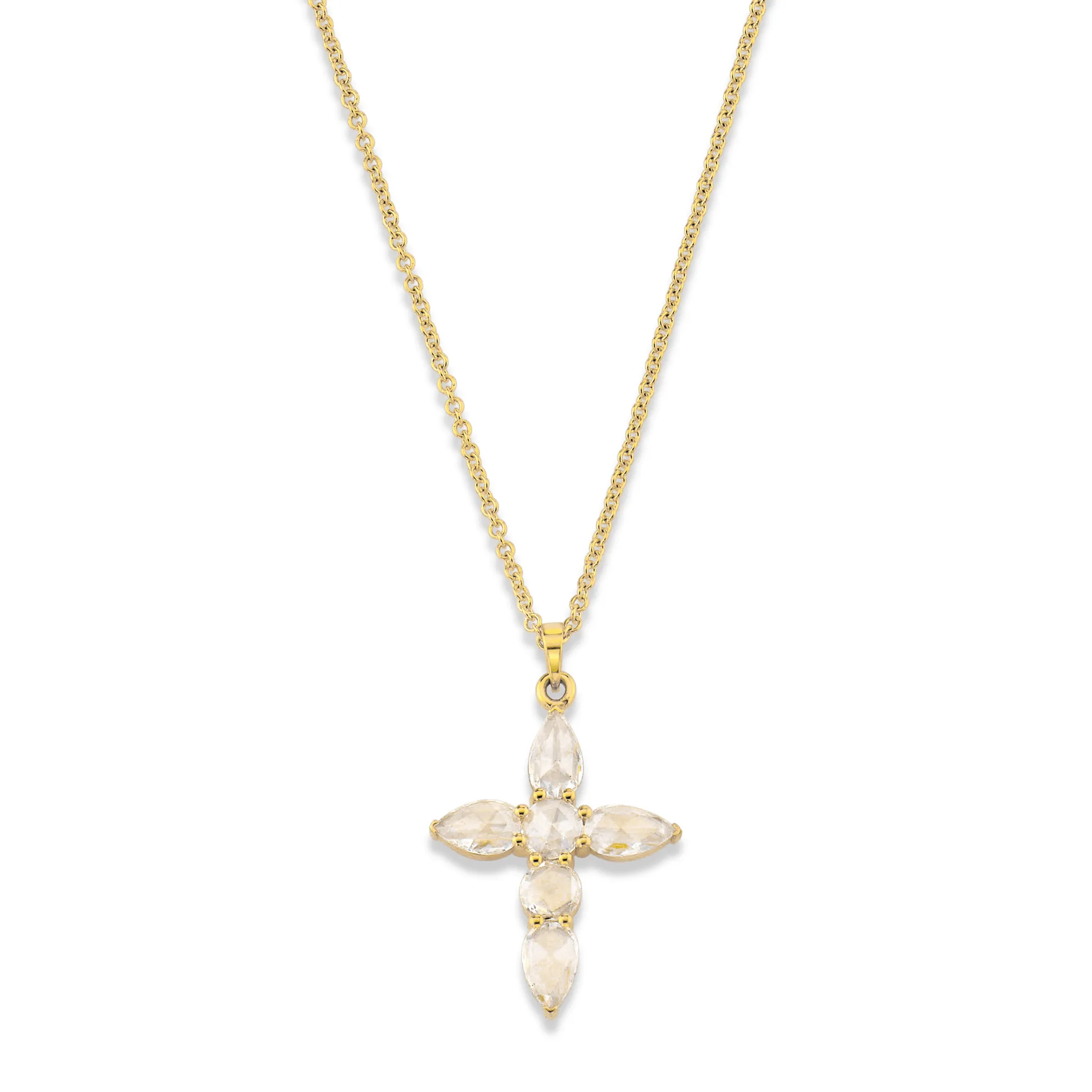 Rose Cut Diamond Faith Pendant Necklace