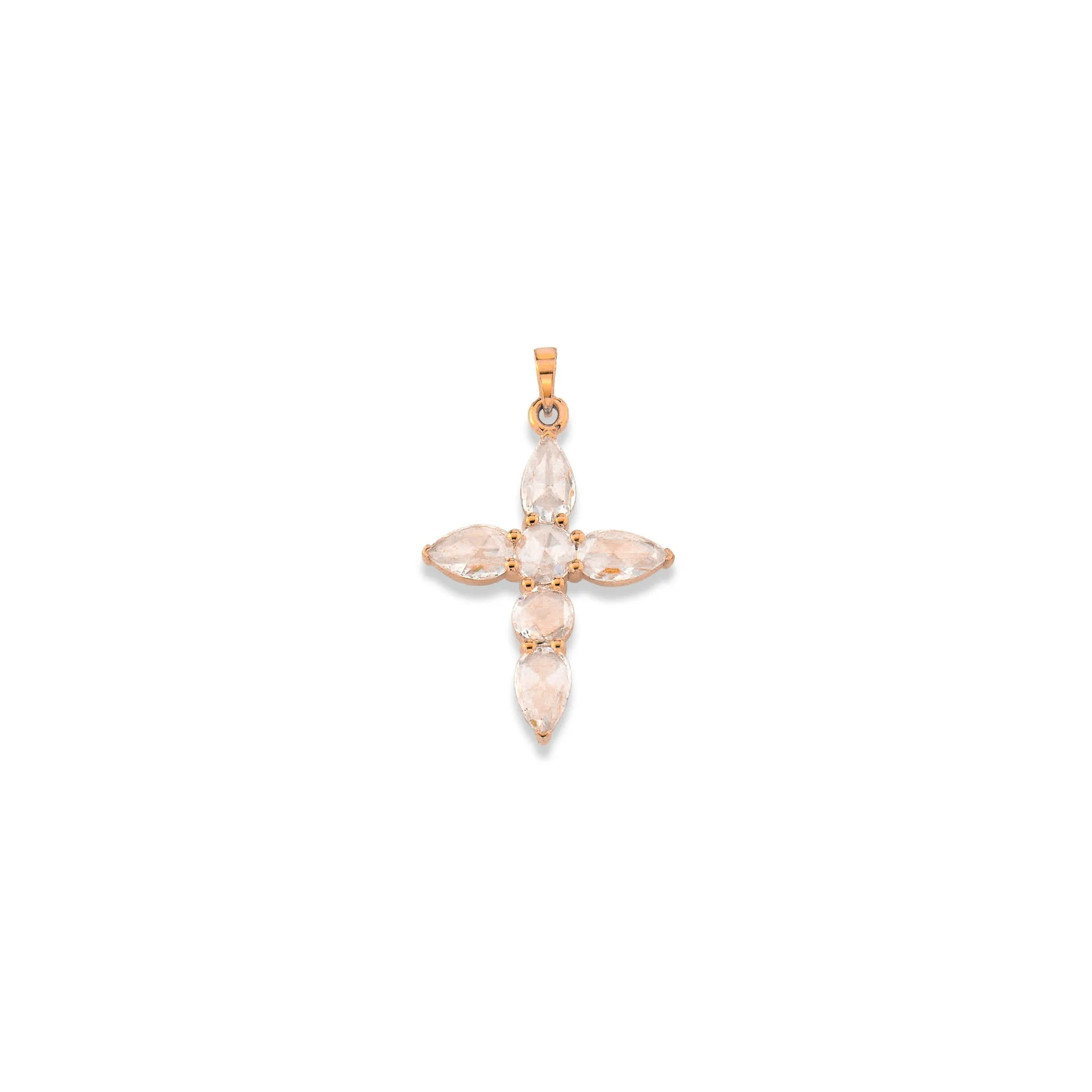 Rose Cut Diamond Faith Pendant Necklace