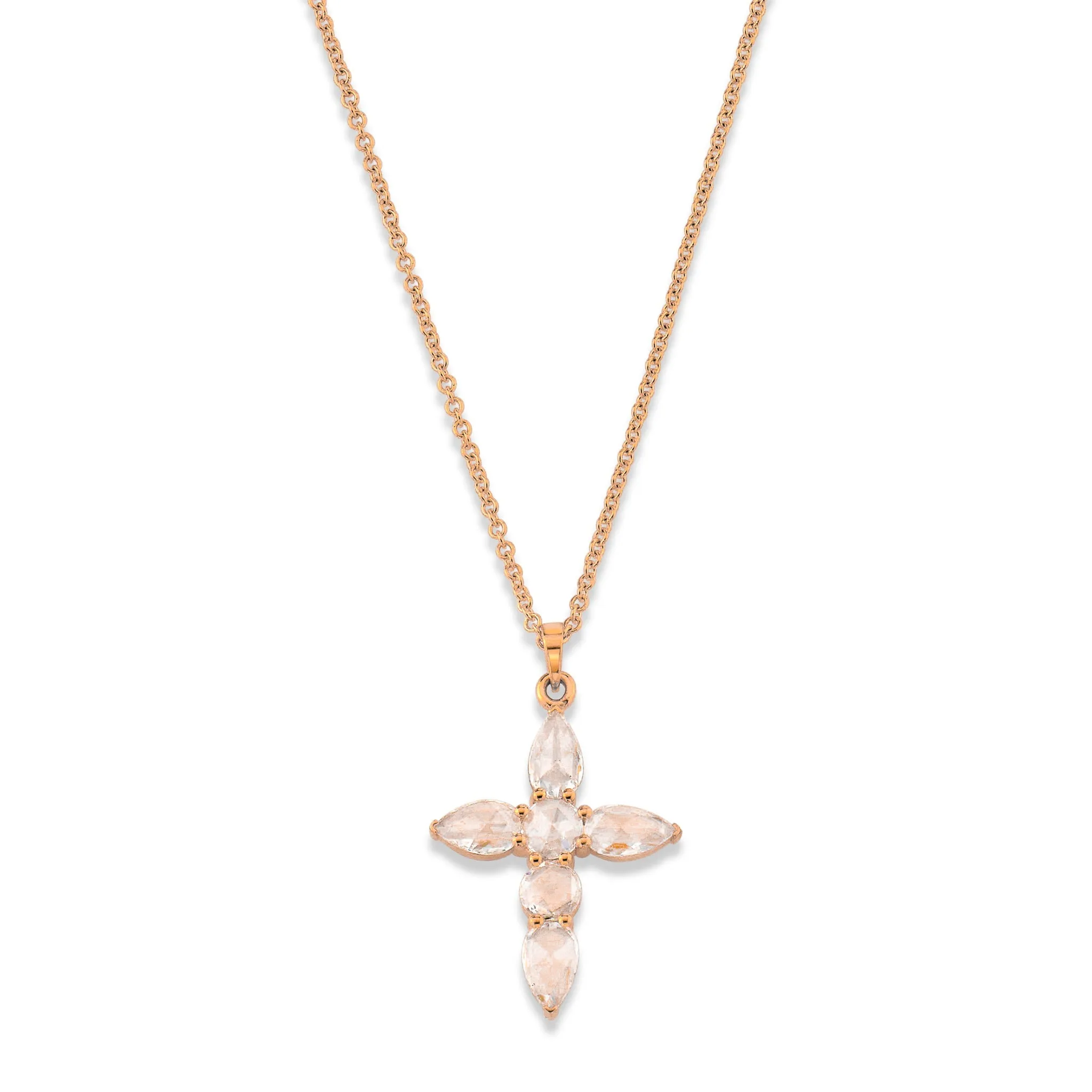 Rose Cut Diamond Faith Pendant Necklace