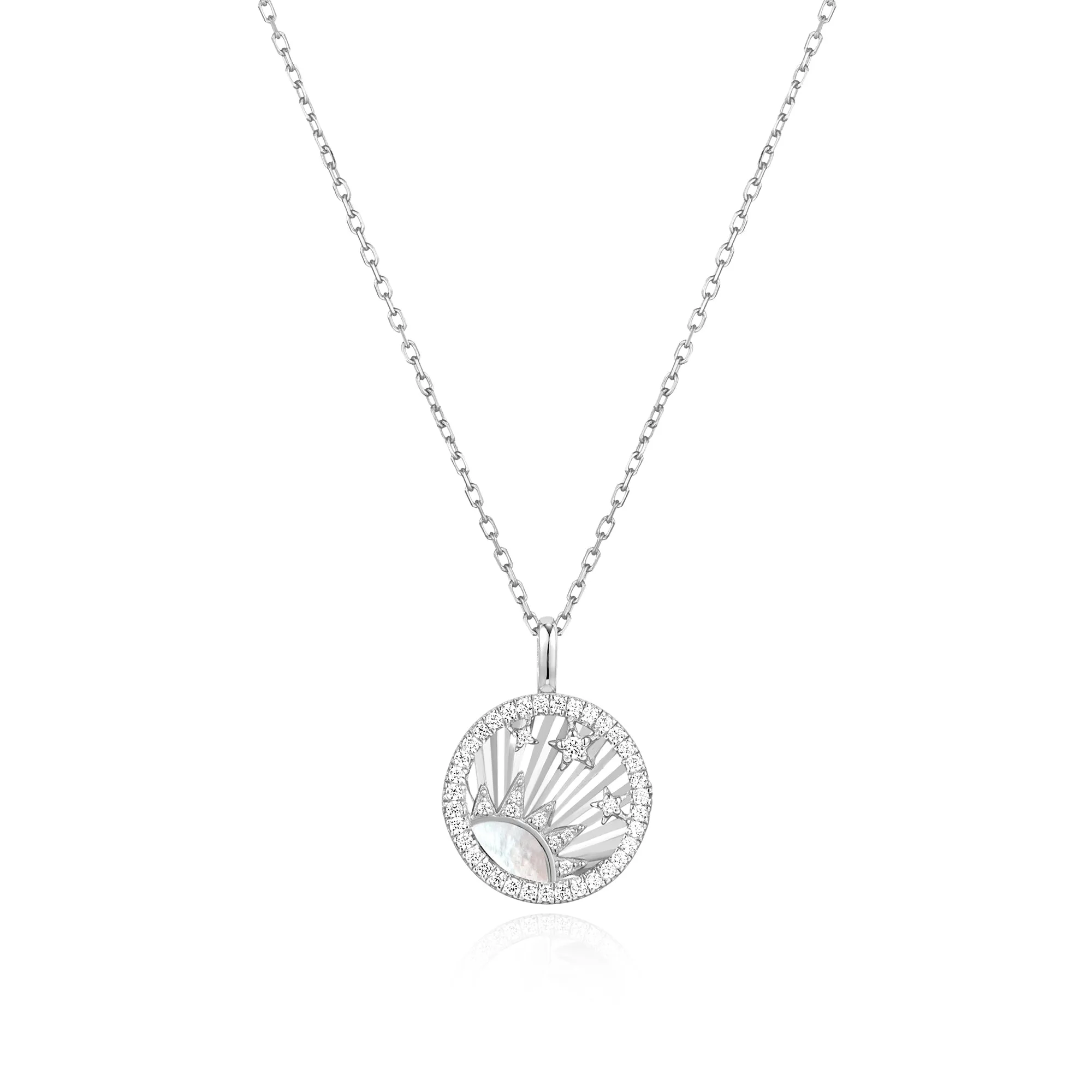 Silver Shiny Sun Star Necklace