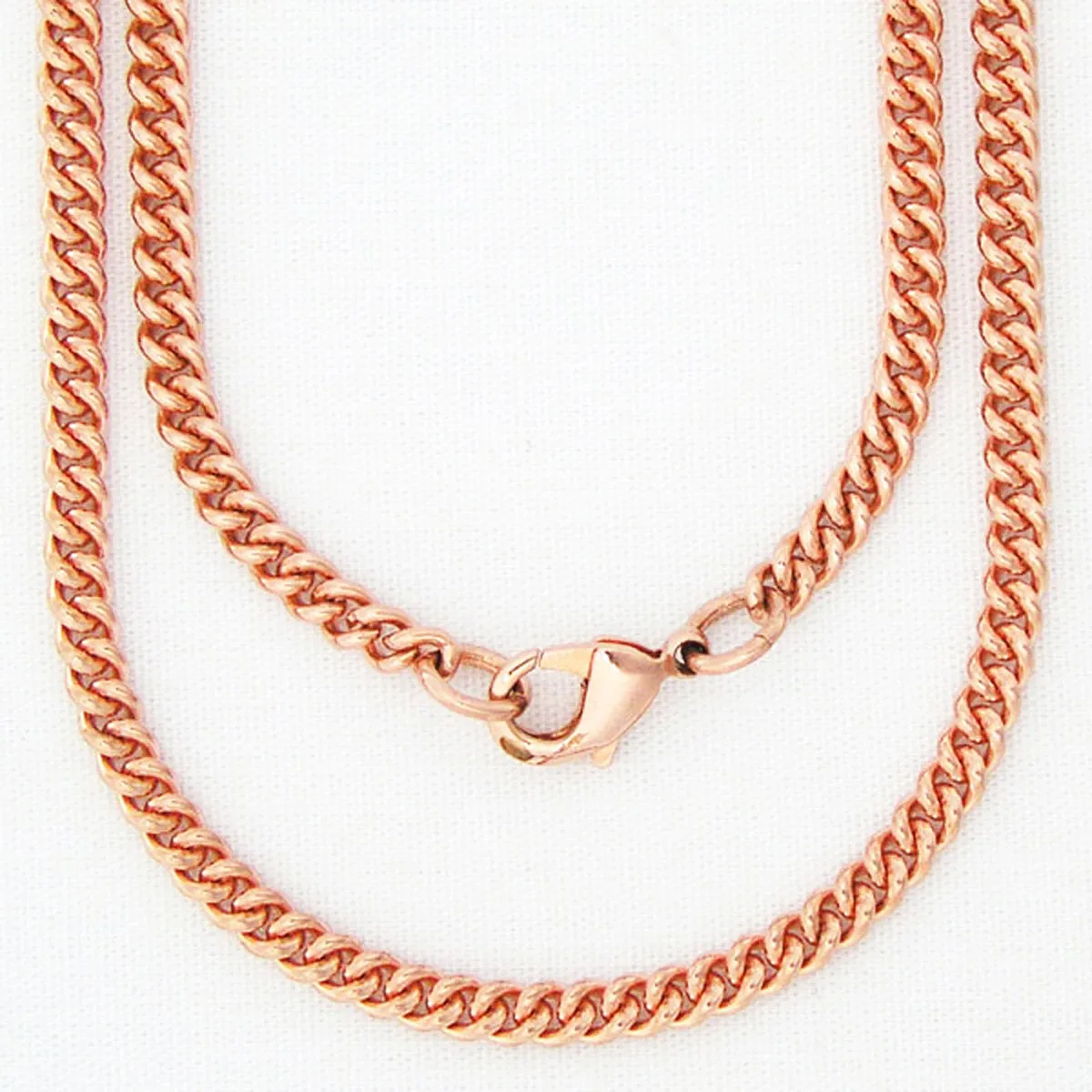 Solid Copper Cuban Curb Chain Necklace 20 Inches NC71 Fine 3mm Copper Curb Chain Necklace 20" Relaxed Fit