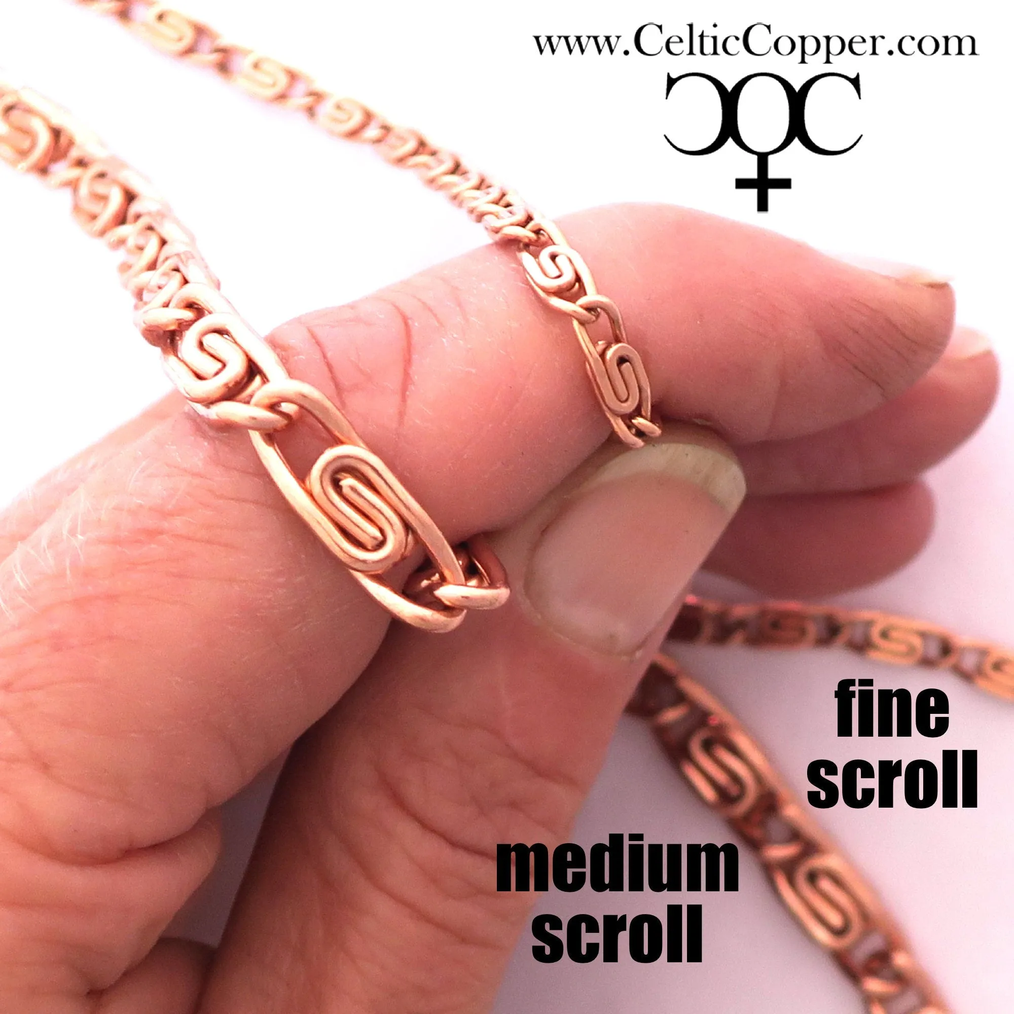 Solid Copper Scroll Necklace Chain 20 Inches NC61 Fine 3mm Celtic Copper Scroll Chain Necklace 20 Inch Relaxed Fit