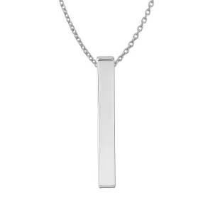 Sterling Silver Plain Vertical Bar Pendant Necklace, 18"