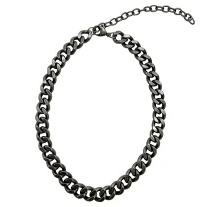 Tarnish Resistant Oxidized Silver Curb Chain Necklace