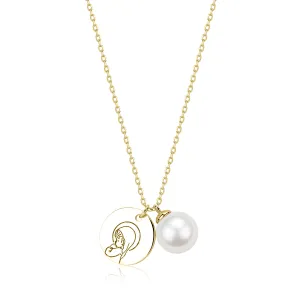 Virgin Mary Charm & Pearl Pendant Necklace