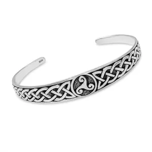 Women's 925 Sterling Silver Celtic Triskelion Knot Bangle